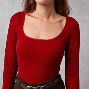Rouje red ribbed knit top in size 34/0/XS